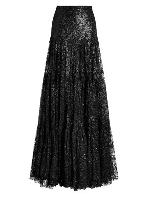 Юбка макси из ламинированного кружева Sutton Ralph Lauren Collection черный