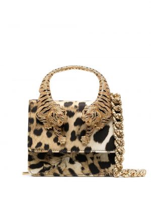 Shopper handtasche mit print mit leopardenmuster mit tiger streifen Roberto Cavalli braun