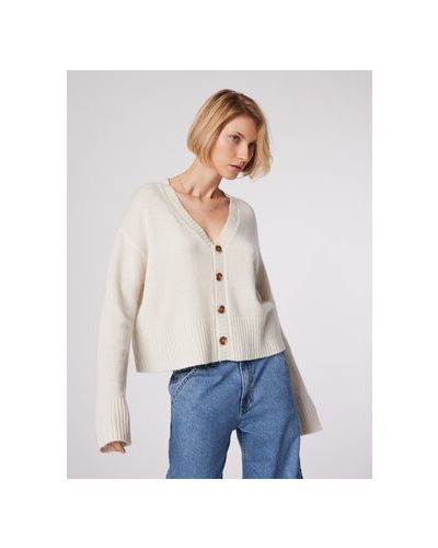 Simple Cardigan SWD512-03 Alb Relaxed Fit