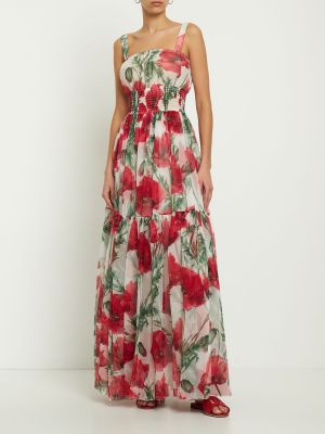 Копринена макси рокля от шифон с принт Dolce & Gabbana