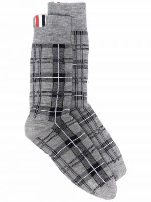 Жакардови карирани чорапи Thom Browne сиво