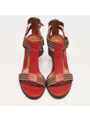 Sandały trekkingowe skórzane Fendi Vintage czerwone