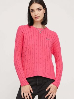 Sweter bawełniany Superdry różowy
