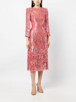 Midi šaty Jenny Packham růžové
