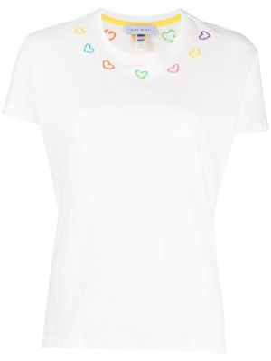 Haftowana koszulka w serca Mira Mikati biała