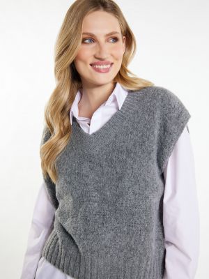 Меланжов пуловер Dreimaster Vintage сиво