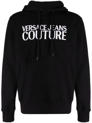 Pamučna hoodie s kapuljačom s vezom Versace Jeans Couture