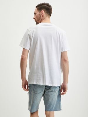 Koszulka bawełniana z nadrukiem Guess biała