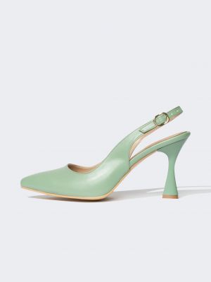 Кожени ниски обувки с ток от изкуствена кожа Defacto зелено