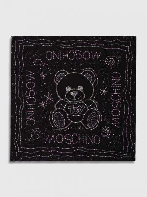 Svilena marama s printom Moschino crna