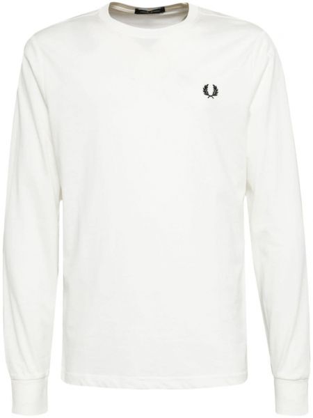 Langærmet t-shirt med broderier Fred Perry hvid