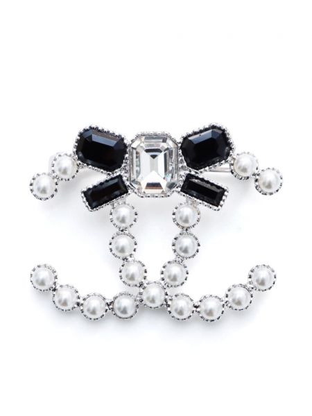 Broche avec perles Chanel Pre-owned argenté