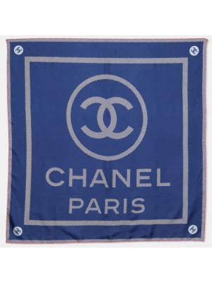 Jedwabna szal Chanel Vintage niebieska