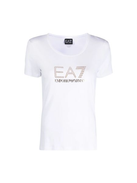 Koszulka z kryształkami Emporio Armani Ea7 biała
