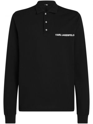 Βαμβακερή polo Karl Lagerfeld μαύρο