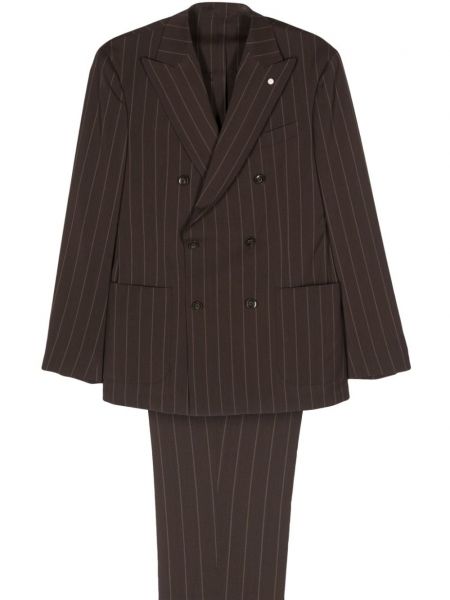 Pruhovaný oblek Luigi Bianchi Mantova hnědý