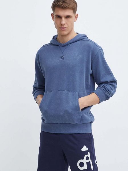 Pamučna hoodie s kapuljačom Adidas plava
