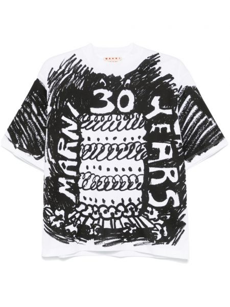 Abstrakt tryk t-shirt Marni hvid