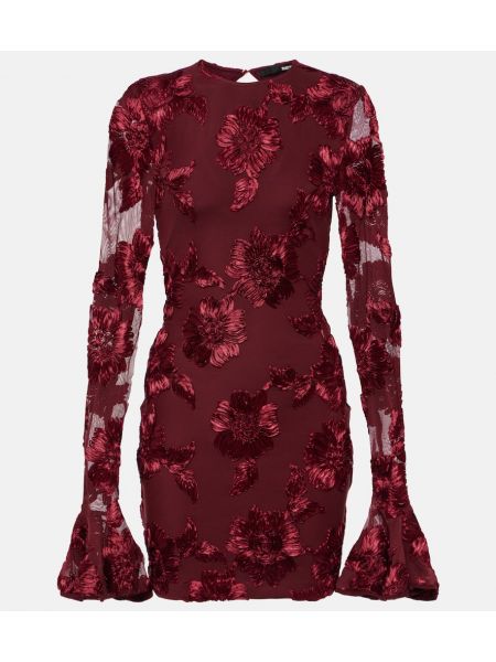 Mesh floral brodert kjole Rotate burgund