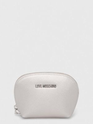 Kozmetikai táska Love Moschino ezüstszínű