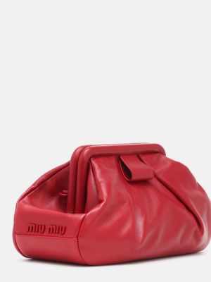 Kožená listová kabelka Miu Miu červená