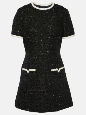 Твидовое платье мини Valentino черное