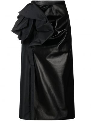 Drapovaný kožená sukňa Maison Margiela čierna