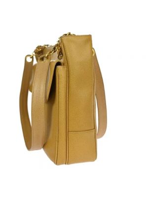 Bolsa de hombro de cuero Chanel Vintage beige