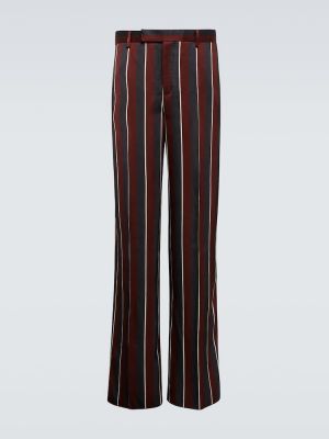 Pantalon droit taille haute à rayures en crêpe Versace