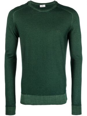 Maglione ricamata con scollo tondo Etro verde