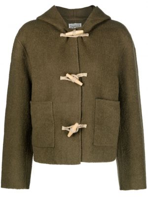 Plstěný kabát s kapucí Totême zelený