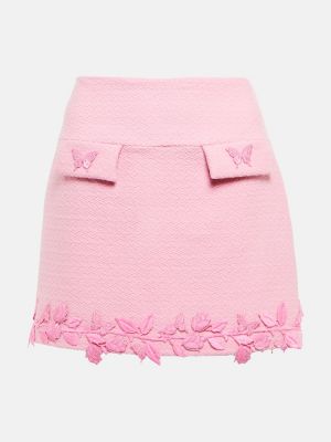 Vlněné mini sukně s výšivkou Blumarine růžové