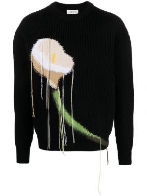 Sweter wełniany z kaszmiru Lanvin czarny
