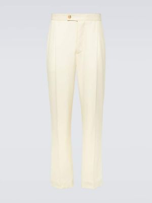 Πλισέ μάλλινο παντελόνι σε φαρδιά γραμμή King & Tuckfield λευκό
