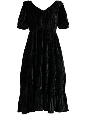 Zamatové koktejlkové šaty Batsheva čierna