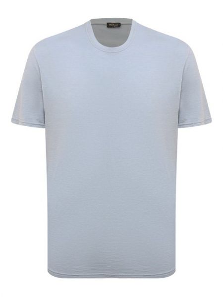 Хлопковая шелковая футболка Kiton голубая