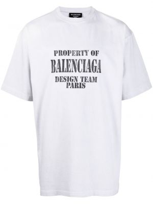 Тениска с принт Balenciaga сиво
