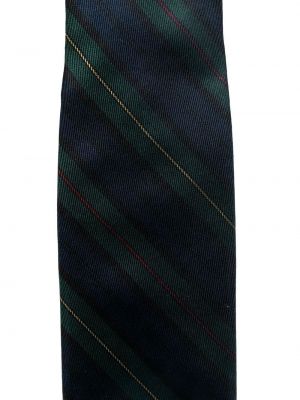 Jedwabny krawat w paski z nadrukiem Versace Pre-owned zielony