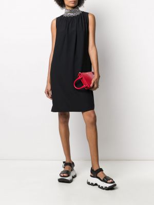Mini vestido sin mangas con apliques Prada negro