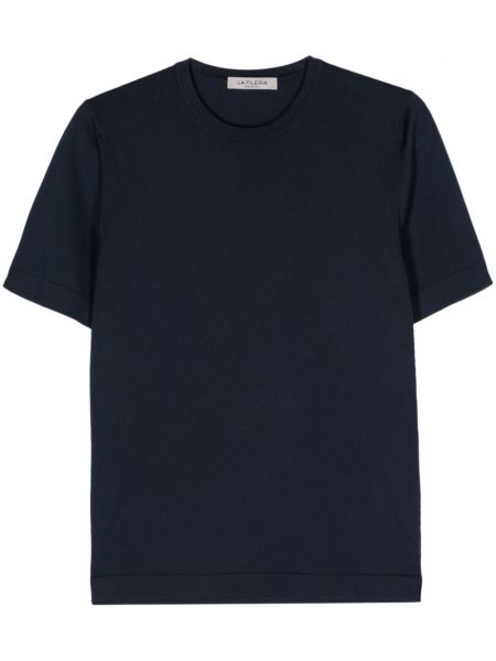 Βαμβακερή μπλούζα με στρογγυλή λαιμόκοψη Fileria μπλε