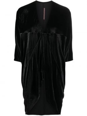 Žametna koktejl obleka iz rebrastega žameta z v-izrezom Rick Owens Lilies črna