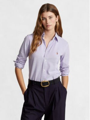 Slim fit košile Polo Ralph Lauren fialová