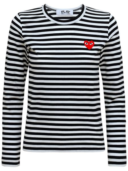 Jersey stripete bomull t-skjorte Comme Des Garçons Play svart