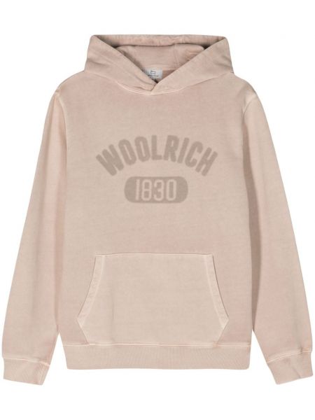 Kokvilnas kapučdžemperis ar apdruku Woolrich bēšs