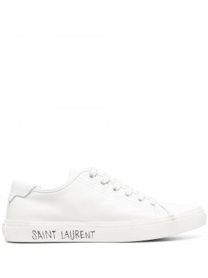 Spitzen schnür sneaker mit print Saint Laurent weiß