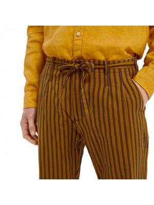 Pantalones chinos de algodón a rayas Scotch & Soda marrón