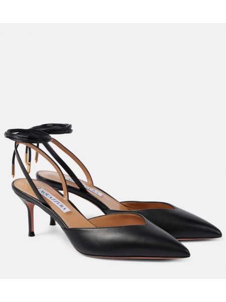 Slingback lær stropper pumper Aquazzura svart