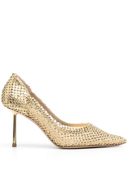 Полуотворени обувки с кристали Le Silla златисто