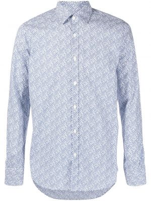 Βαμβακερό πουκάμισο με σχέδιο Canali μπλε