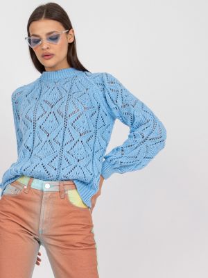 Ažurový sveter s dlhými rukávmi Fashionhunters modrá